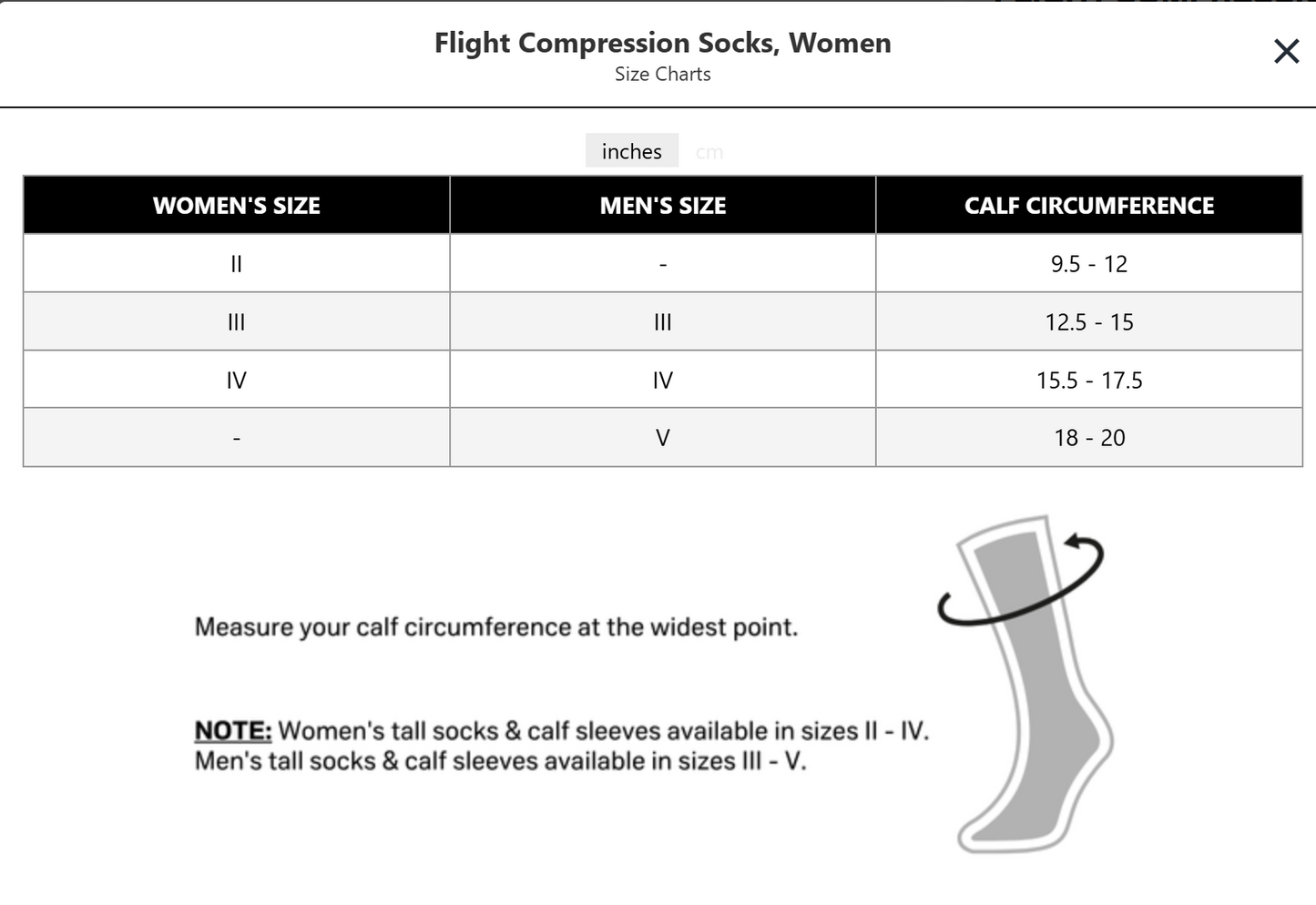 CEP_Flight_Socks_Sizing_Charts