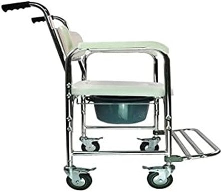Commode Chair with Wheels Padded Seat
