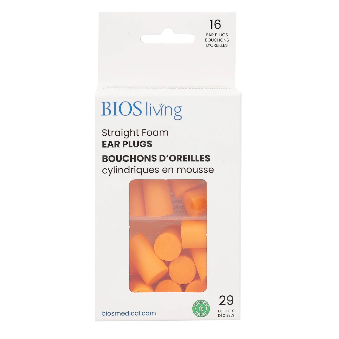 EAR PLUGS STRAIGHT FOAM EP108 16 PC (ORANGE)