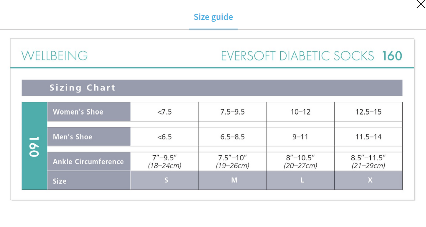 Compression Socks Eversoft Diabetic, Sigvaris Class 1, 8-15mmHg