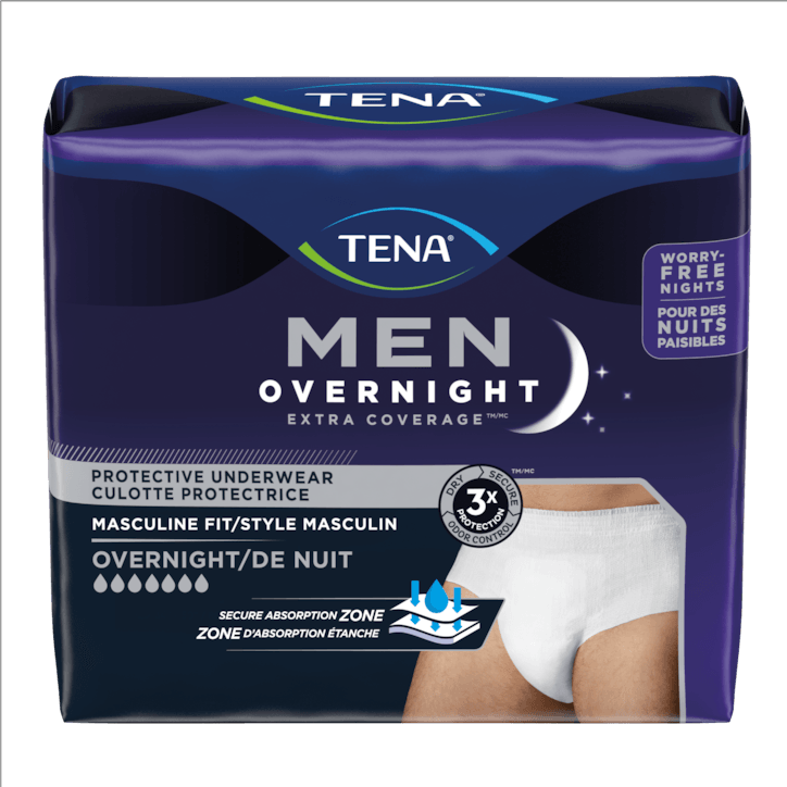 TENA Men's Overnight Underwear, Extra Coverage S/M 14 count