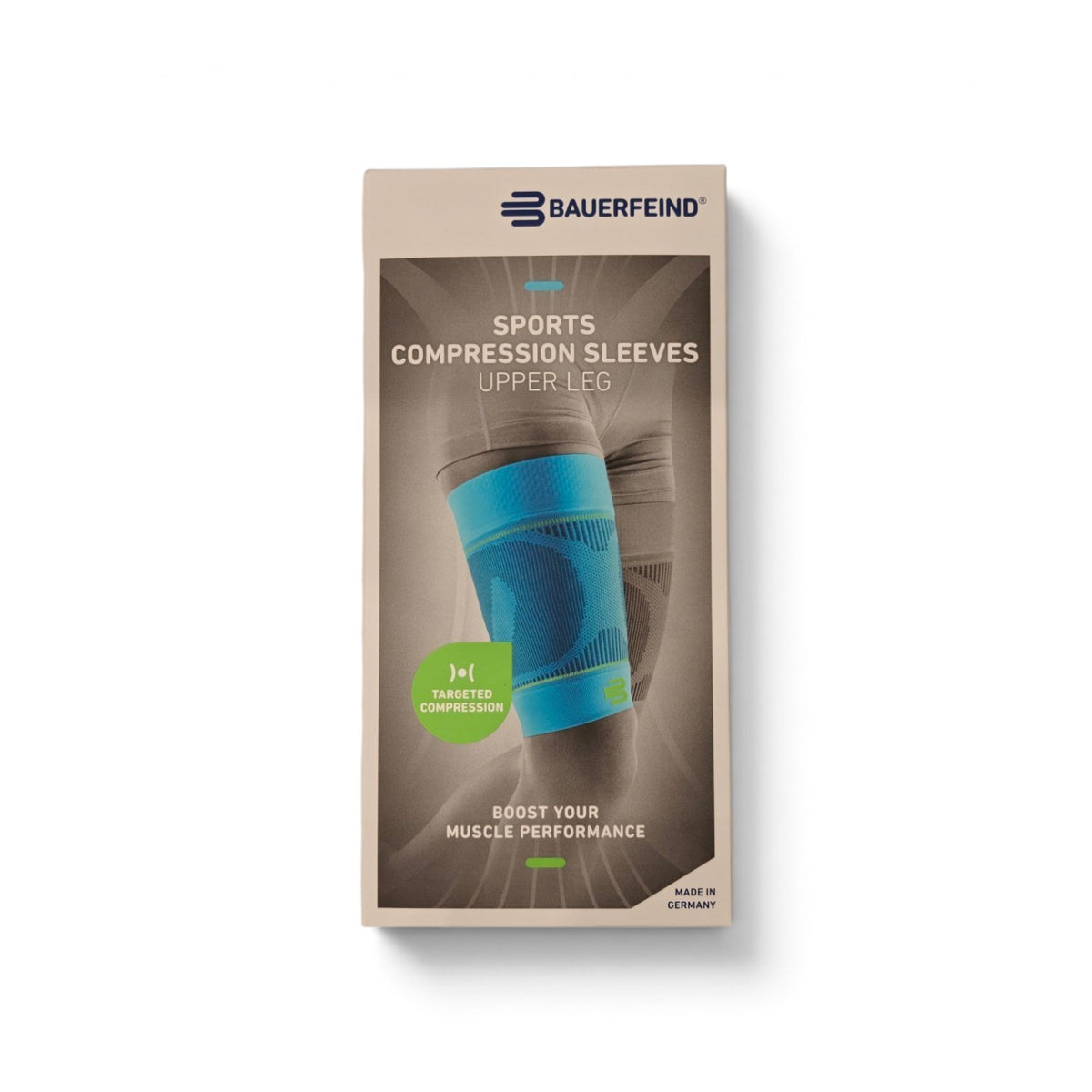 Bauerfeind Sports compression thigh sleeves for hamstring, quadriceps, and IT band support at Yaletown Medical Supplies Vancouver