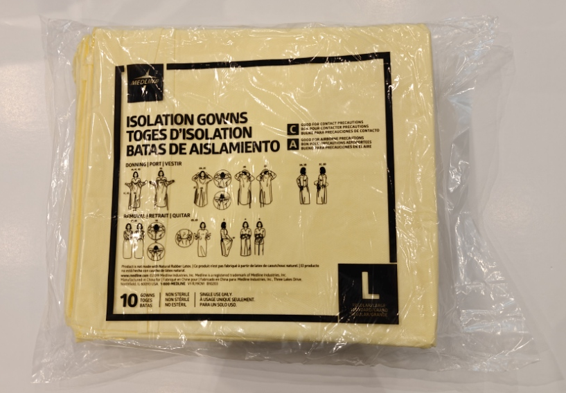 Medline QuickComply AAMI Level 2 isolation gown over-the-head at Yaletown Medical Supplies Vancouver