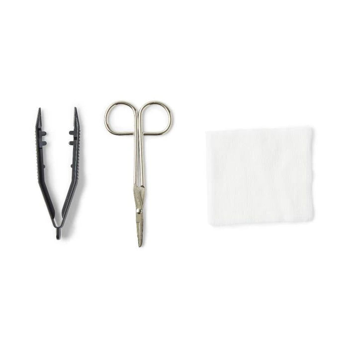 Sterile suture removal kit with forceps, scissors, and gauze at Yaletown Medical Supplies Vancouver