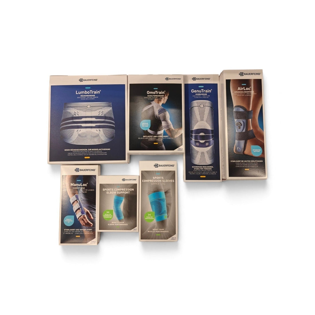 Bauerfeind GenuTrain, LumboTrain, AirLoc, ManuLoc, and OmoTrain braces at Yaletown Medical Supplies Vancouver