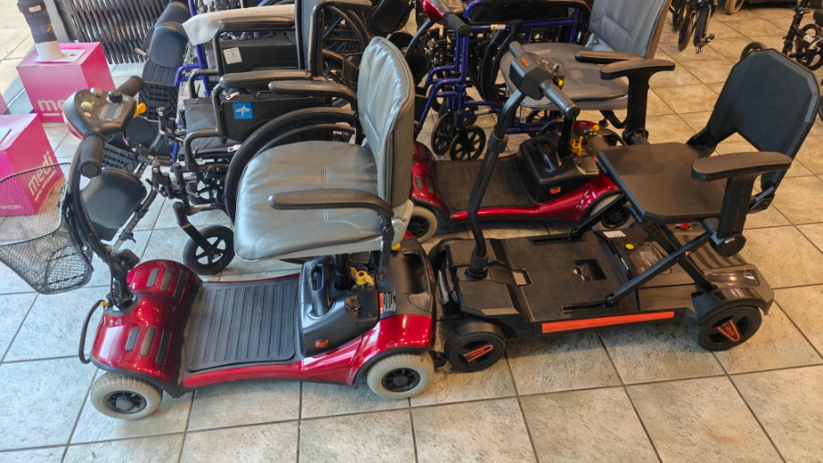 Shoprider Chameleon GK-84 and Vevor Foldable Ultralight mobility scooters at Yaletown Medical Supplies Vancouver