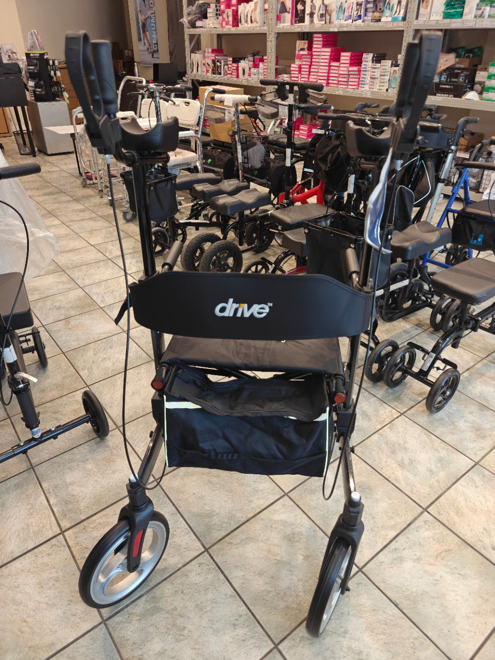 Upright rollator vs standard rollator comparison at Yaletown Medical Supplies Vancouver