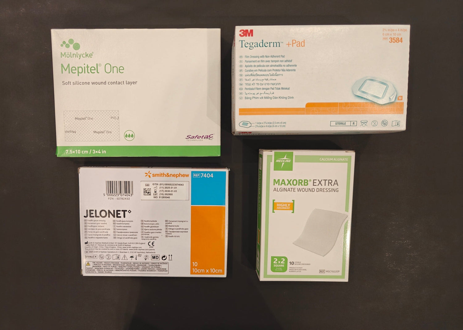 Mepitel One, Tegaderm Pad, Jelonet, and Maxorb Extra wound dressings at Yaletown Medical Supplies Vancouver