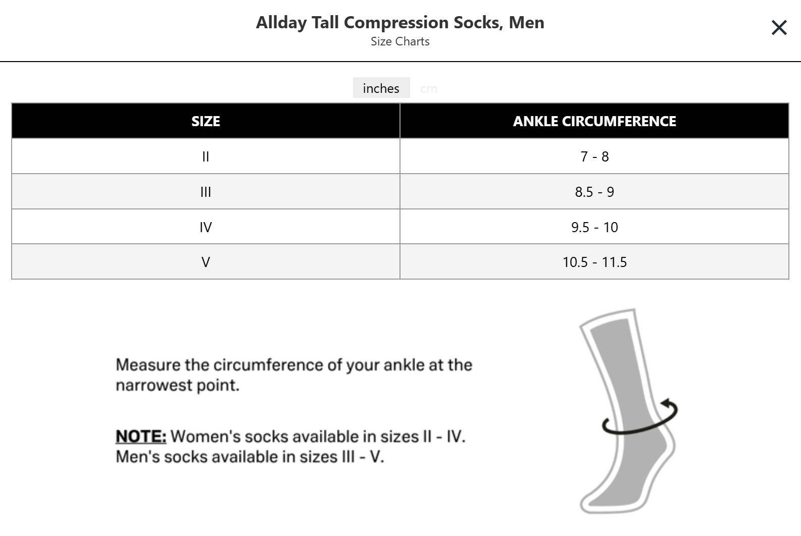 Compression_Socks_Business_CEP_Class_Men_Sizing_Charts