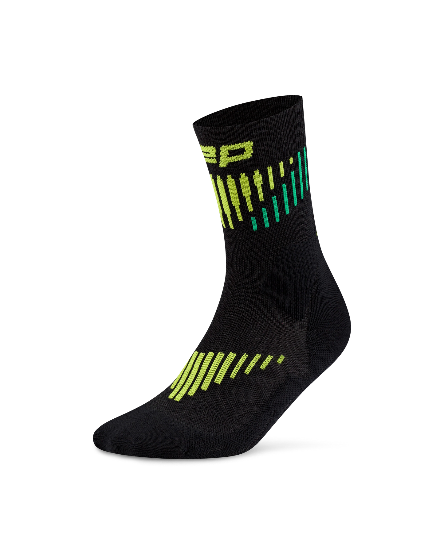 Compression Socks, Run, Mid Cut, CEP Class 1, 20-30 mmHg Black/Lime