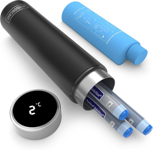 Insulin Cooler with Digital Display, TSA Approved Travel Bag with Ice Packs for 3-Pens