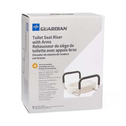 RAISED TOILET SEAT ELONGATED W/ARMS 3.5" 400LBS. G4-301LRX1
