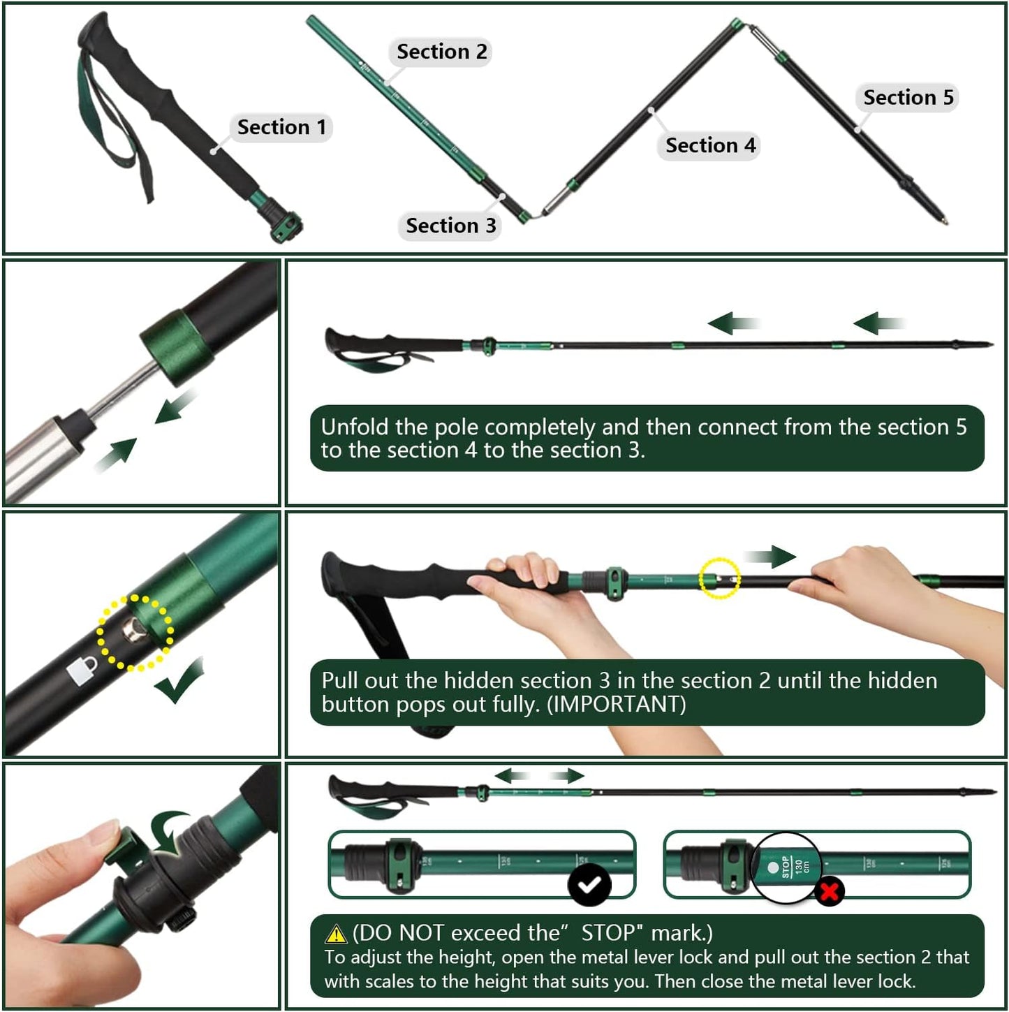 Trekking Poles Foldable Walking Sticks with Foam Handle