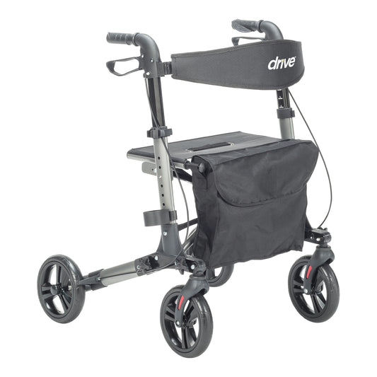Drive Medical Compact Folding Rollator RTL10288BK with 8-inch wheels and seat at Yaletown Medical Supplies Vancouver