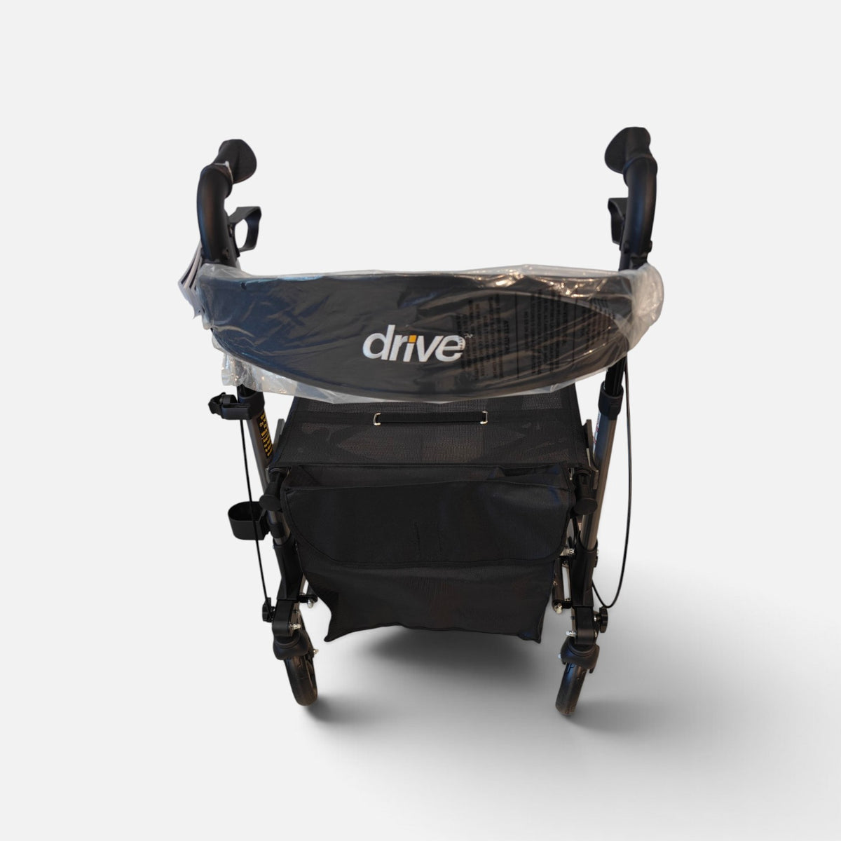 Drive Medical Compact Folding Rollator RTL10288BK with 8-inch wheels and seat at Yaletown Medical Supplies Vancouver