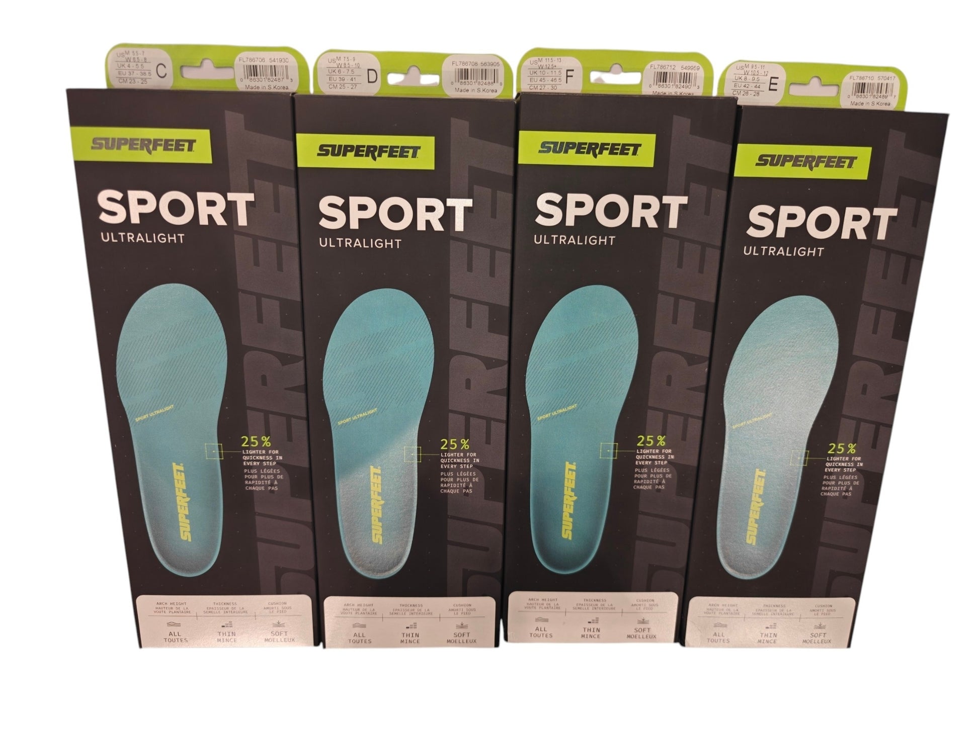 Superfeet Sport Ultralight Thin all-arch insoles for cleats and cycling shoes at Yaletown Medical Supplies 