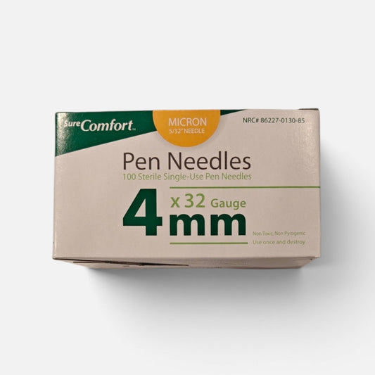 Sure Comfort Pen Needles 32G 4mm mini box of 100 for insulin pens at Yaletown Medical Supplies Vancouver